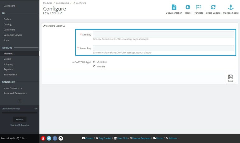 Module PrestaShop reCaptcha Anti Spam System