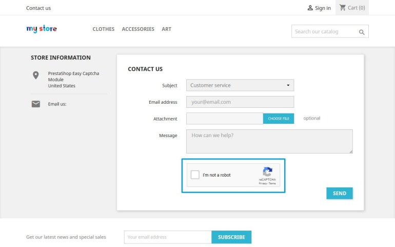 Модуль PrestaShop Капча