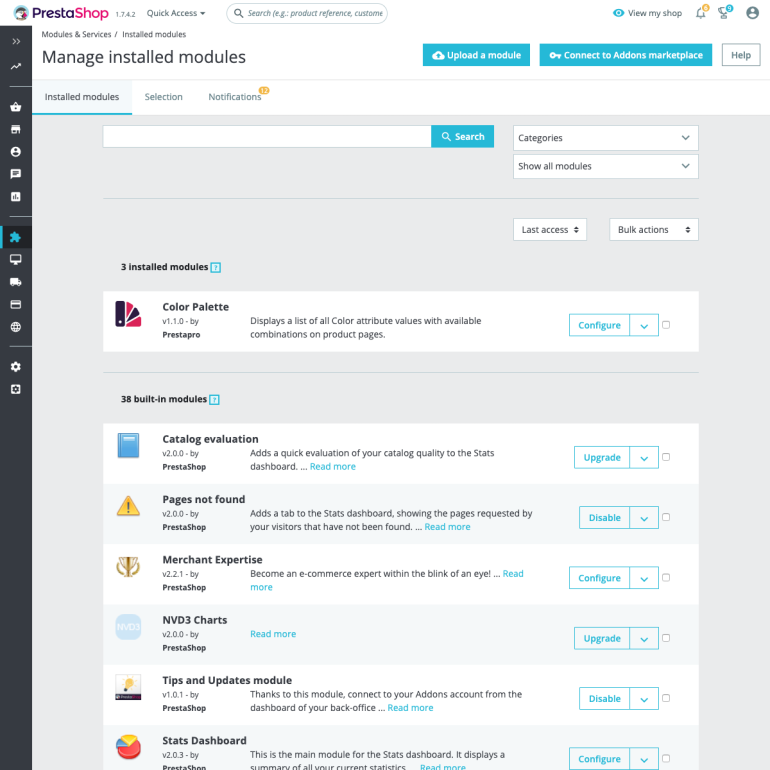 Модуль PrestaShop Палитра в Виде Таблицы