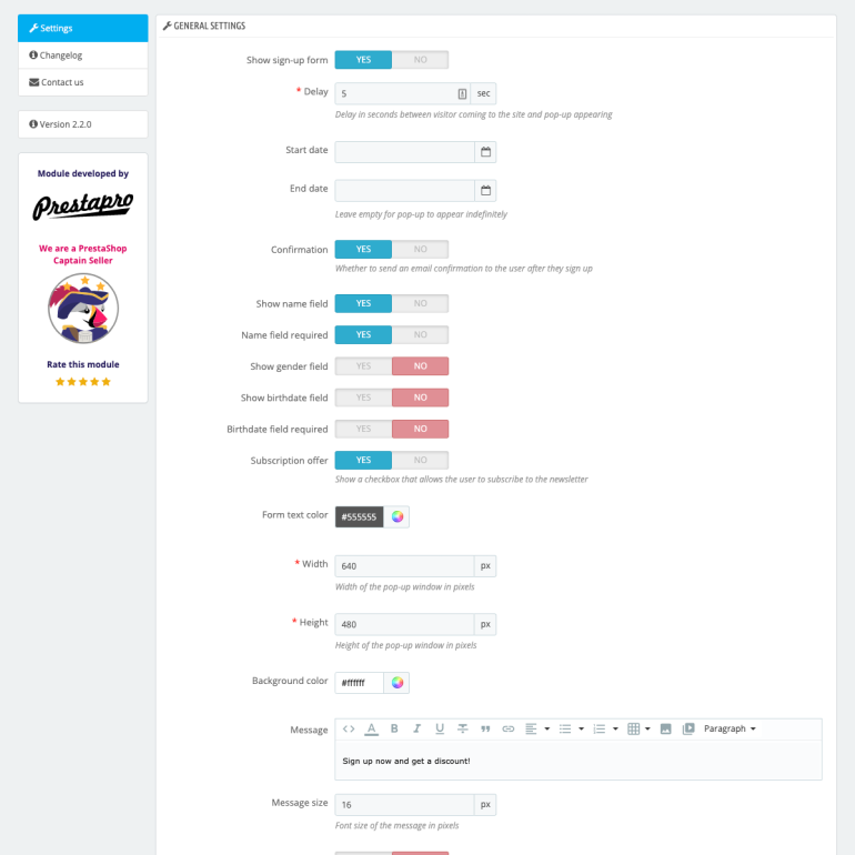 Module PrestaShop Newsletter Popup Pro