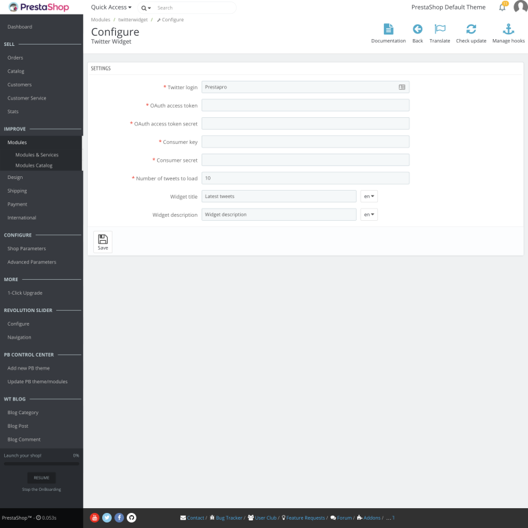 Module PrestaShop Twitter widget