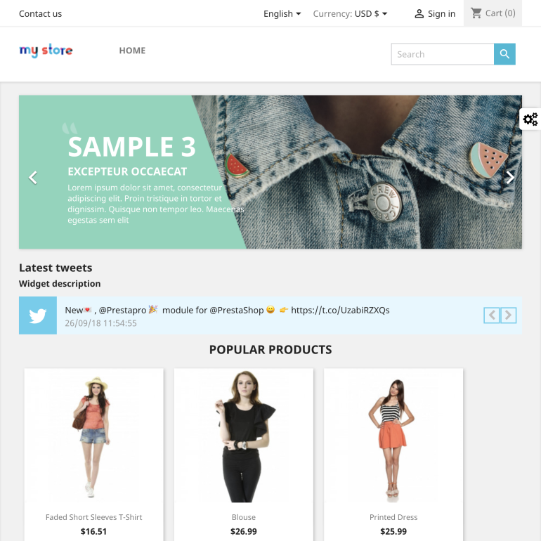Модуль Твиттер виджет для PrestaShop