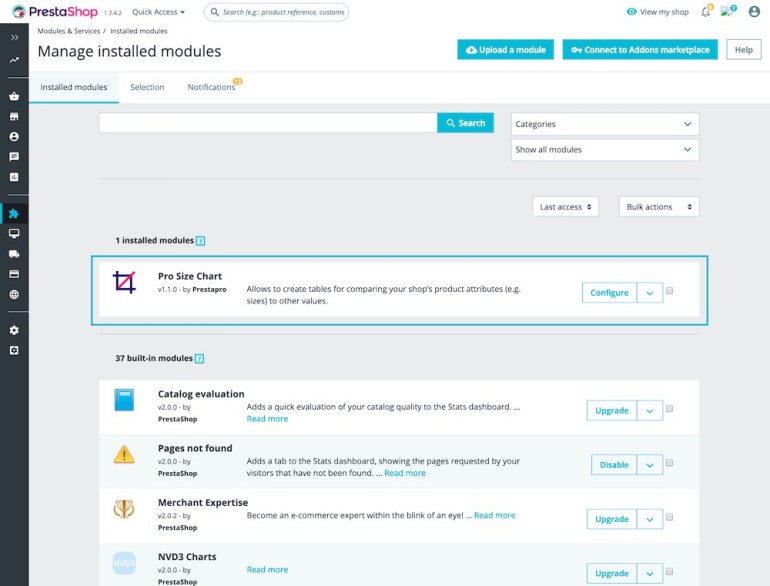 Модуль PrestaShop Таблица Размеров