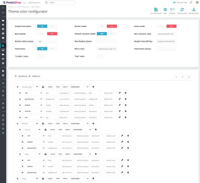 Модуль PrestaShop Конфигуратор Цветов