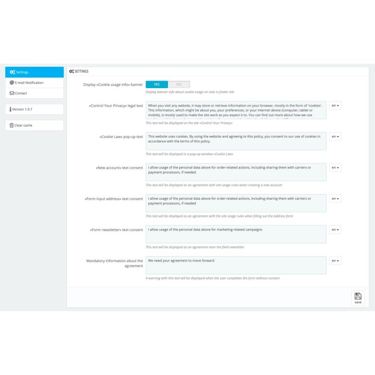 Модуль PrestaShop GDPR Pro Модуль PrestaShop GDPR Pro