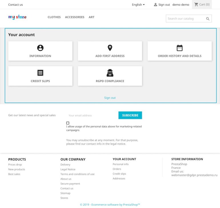 Модуль PrestaShop GDPR Pro Модуль PrestaShop GDPR Pro