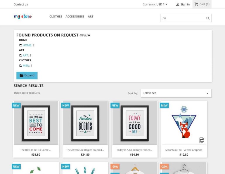 Модуль PrestaShop Поиск по категориям