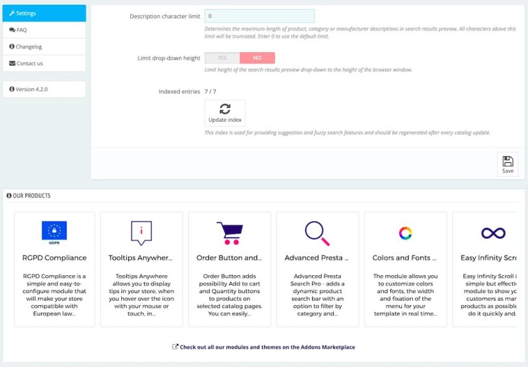 Модуль Поиска PrestaShop Pro версия