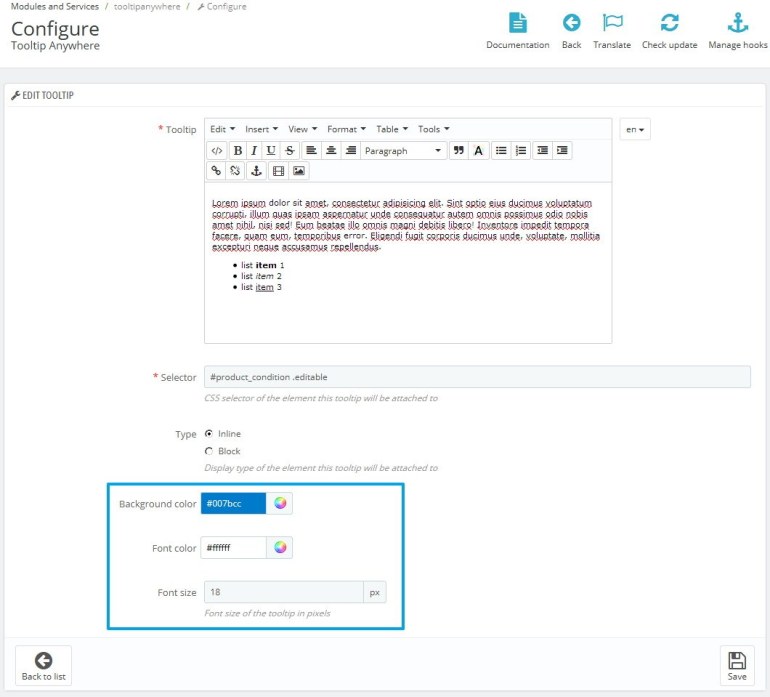 Module PrestaShop Custom Tooltips