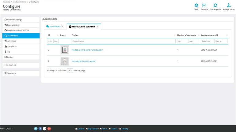 Модуль отзывов и комментариев для PrestaShop