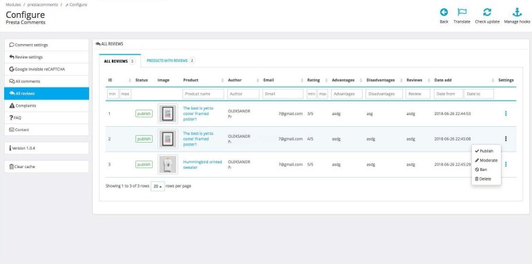 Module PrestaShop Customer Reviews