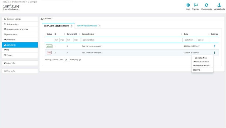 Модуль отзывов и комментариев для PrestaShop