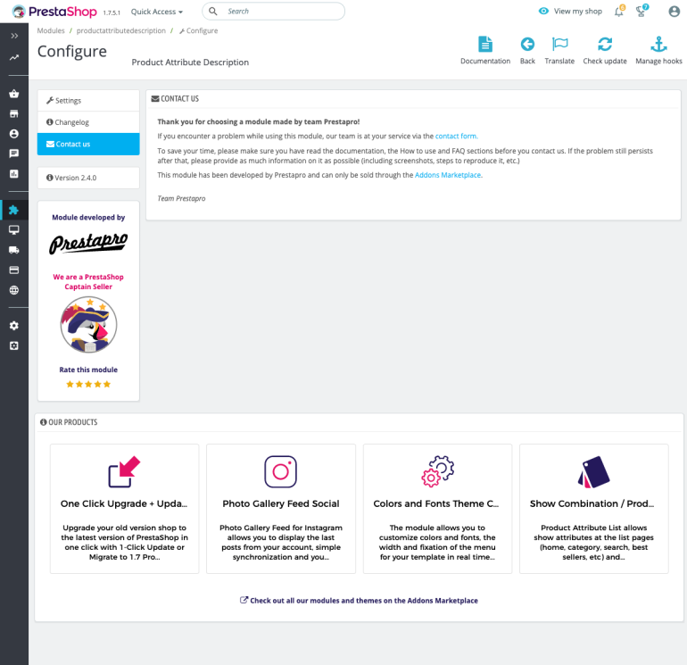 Module PrestaShop Attribute Description Pro Module PrestaShop Attribute Description Pro