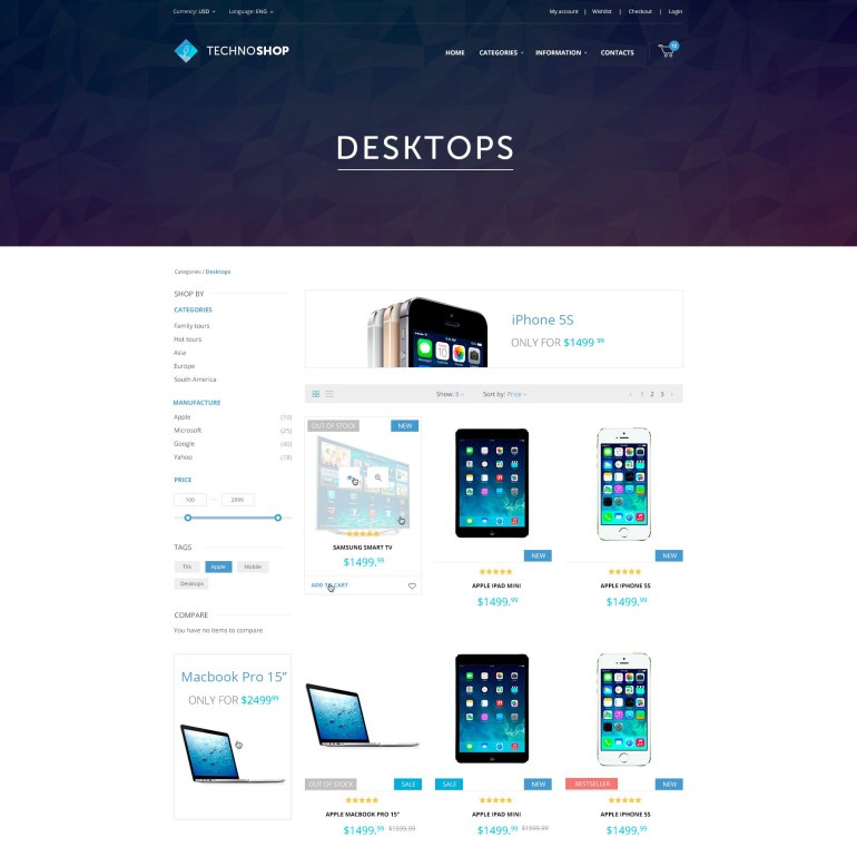 Шаблон Prestashop для магазина Телефонов