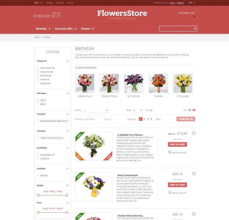 Шаблон Prestashop Цветы