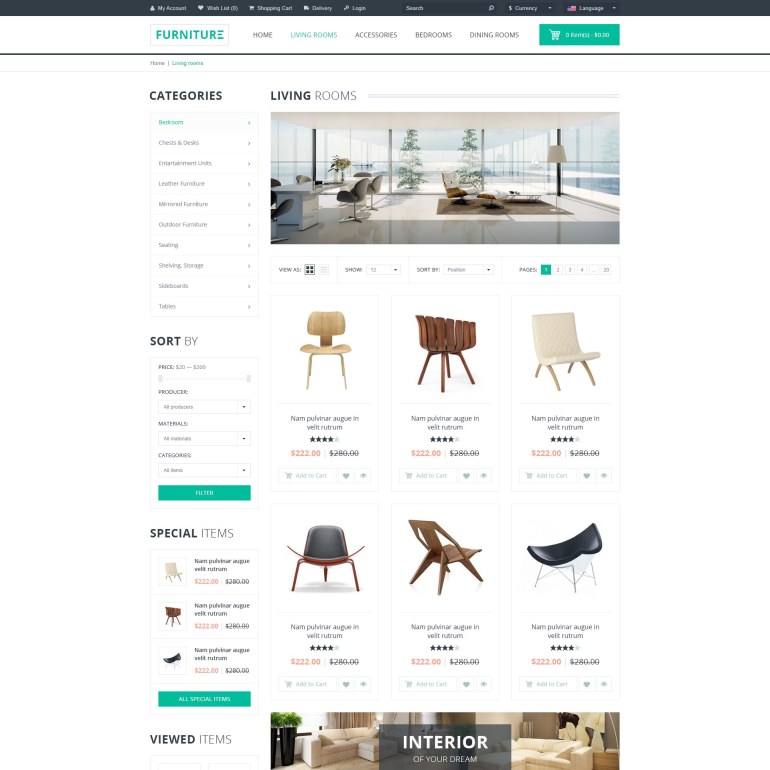 Шаблона Prestashop магазин мебели