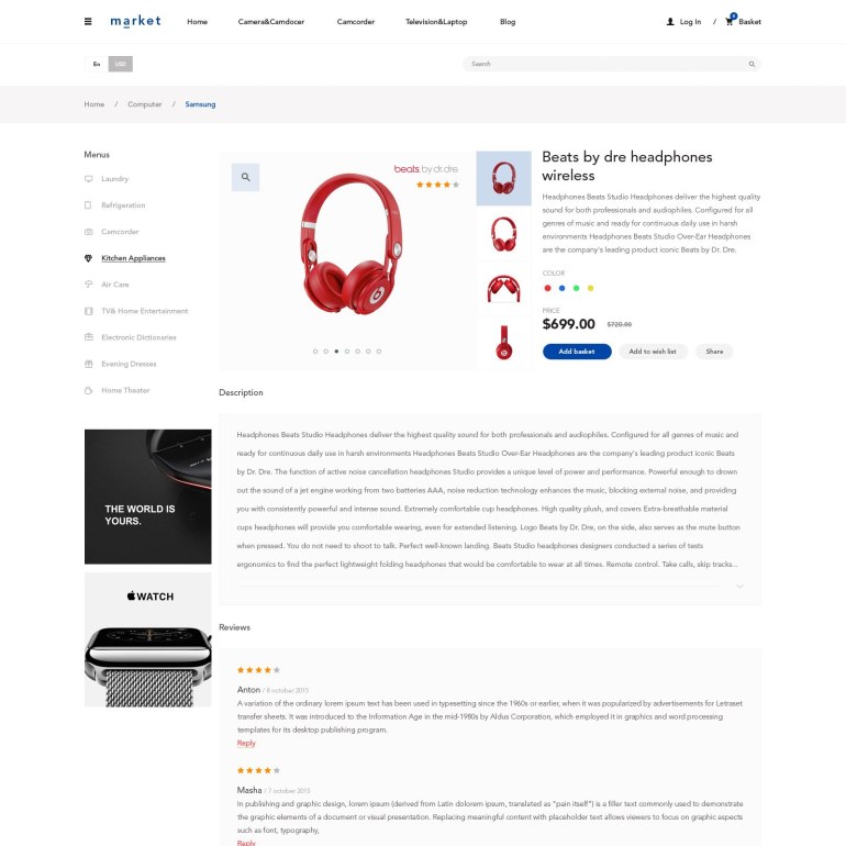 Шаблон Prestashop для Маркета