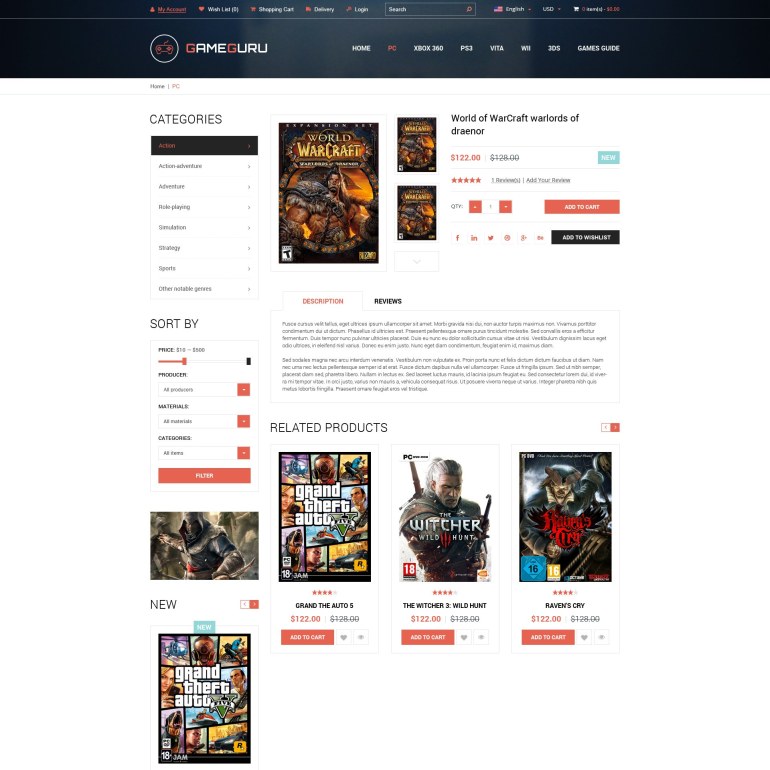 Шаблон Prestashop Видео Игры