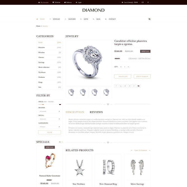 Responsive Template PrestaShop Jewelry