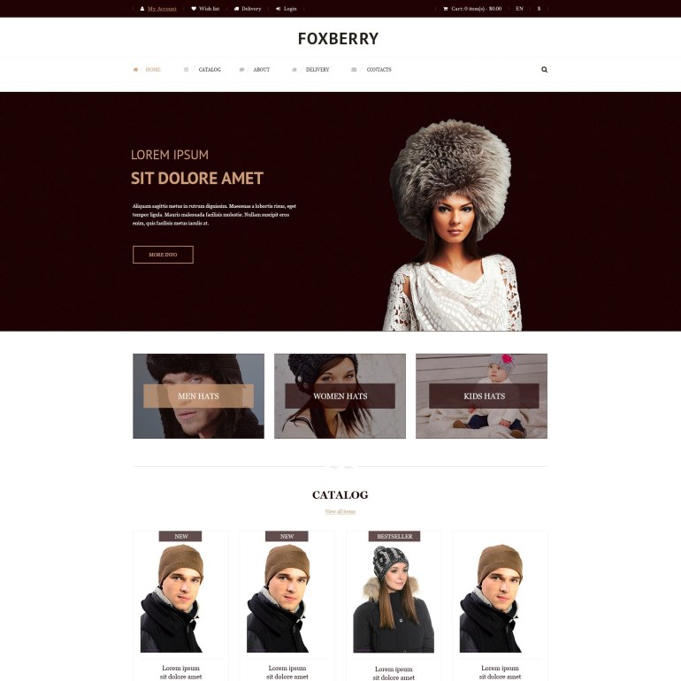 Шаблон Prestashop Магазин Головные Уборы