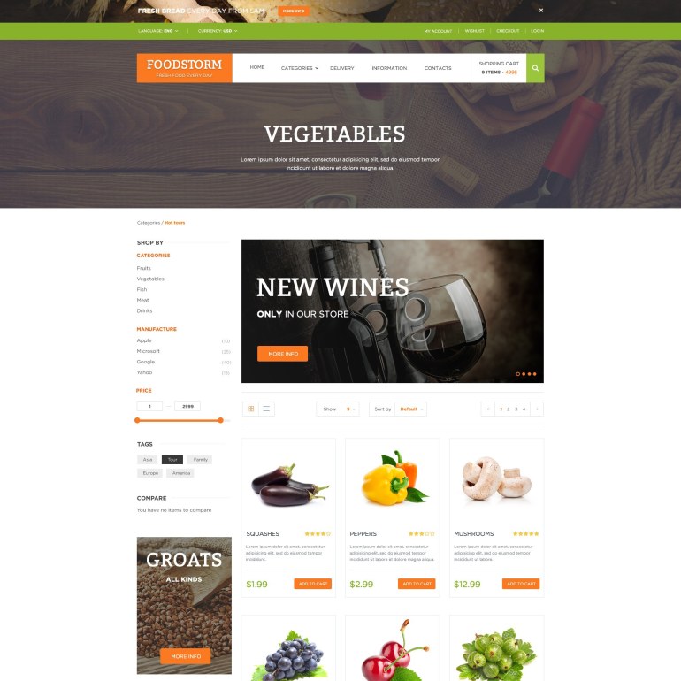 Шаблон Prestashop для Продовольственного магазина Шаблон Prestashop для Продовольственного магазина