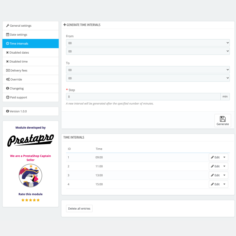 Module PrestaShop Schedule Time Table